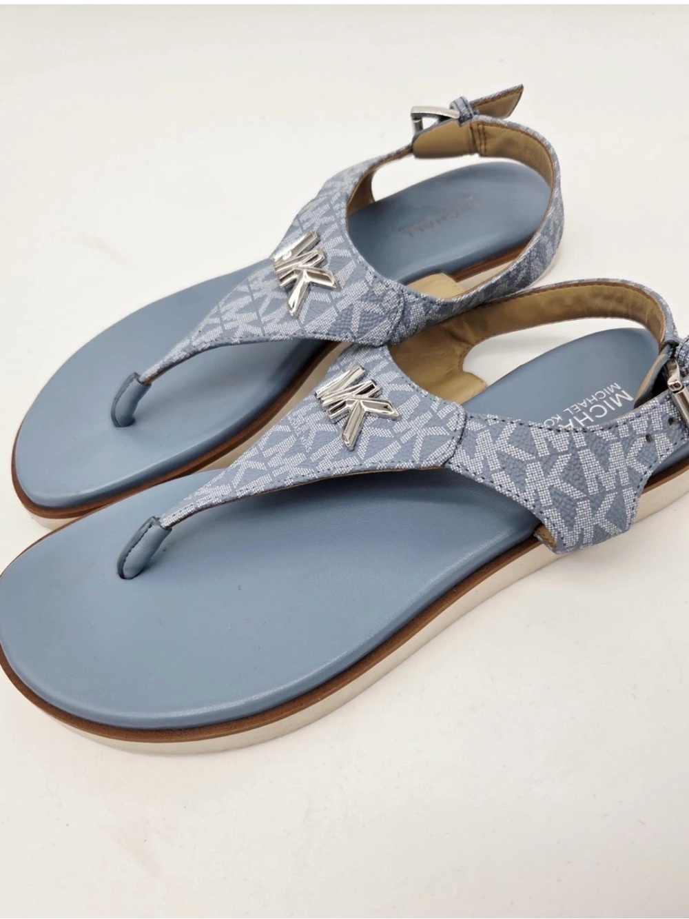 MICHAEL Michael Kors Light Blue Logo Thong Sandals